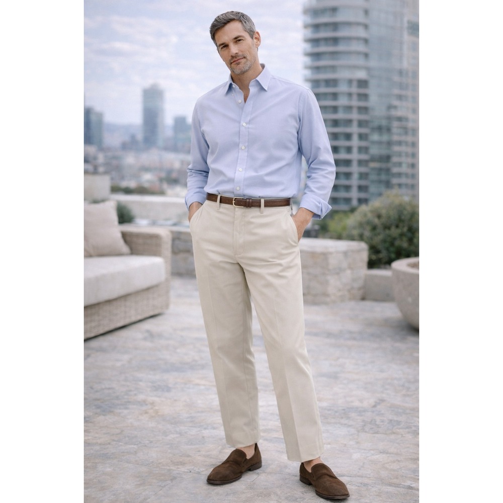BROOKS BROTHERS Khaki Cotton Advantage Chino Clark Pants Mens 36x27 Classic
